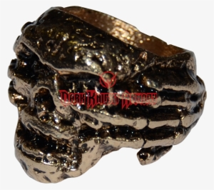 Skull In Hand Ring - "skull In Hand Ring - Gold Finish"