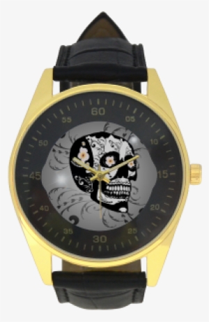 Wonderful Sugar Skull In Black And White Men's Golden - Sugar Skull Square Car Magnet 3" X 3"