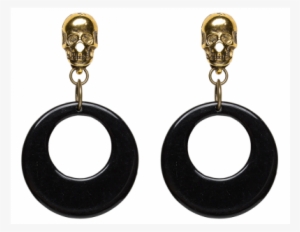 Luxulite Gold Skull Black Hoop Earrings - Earrings