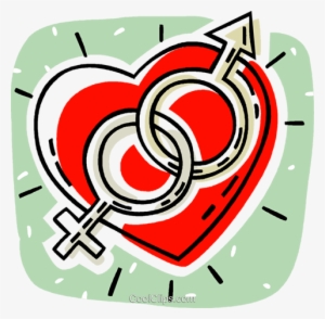 Heart With The Male And Female Symbols Royalty Free - Valentine's Day Clip Art