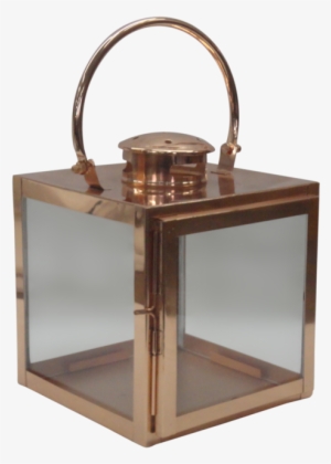 Steel Copper Plated Lantern With Metal Handle - End Table