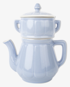 Teapot With Filter And Lid Vintage Sky Blue Ceramic - Ceramic