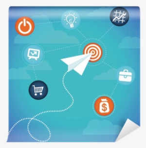 Vector Business Concept -flying Paper Plane Wall Mural - Airplane