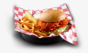 Bubbas 33 Pizza, Burgers, Beer Full Menu - Buffalo Chicken Sandwich With Fries