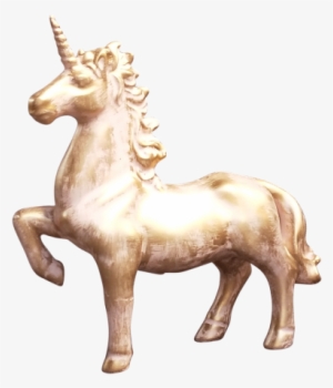 Faceted Unicorn Pink Gold Sml 24cm - Gold