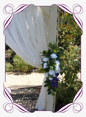 Silk Artificial Blue Galaxy Orchids, White Hydrangea - Bouquet