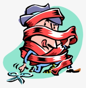 Vector Illustration Of Big-headed Businessman All Wrapped