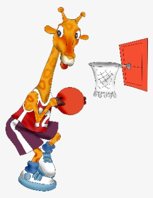 Giraffe Cartoon Clip Art Images - Giraffe Playing Basketball Clipart