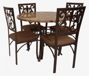 Round 5 Piece Light Marble-like Top Dining Table Set - Marble