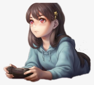 Gamergirl Anime Ps4 Playstation Playstation4 - Girl Gamer Anime With Brown Hair