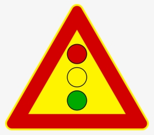 Italian Traffic Signs - Semaforo Con Triangolo Giallo