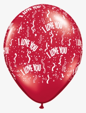 11" Redondo, Rojo Rubi, I Love You, Confetti Y Serpentinas - Luftballoons 11 Inch Love Ruby Red Latex Balloons 50pk