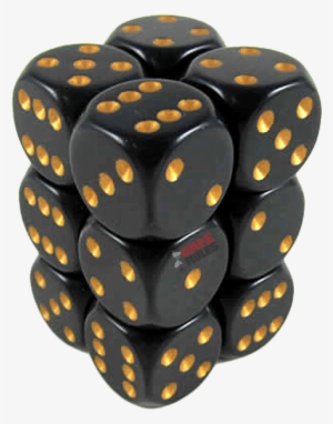 Chx25628 Black Opaque D6 Dice Gold Pips 16mm Pack Of