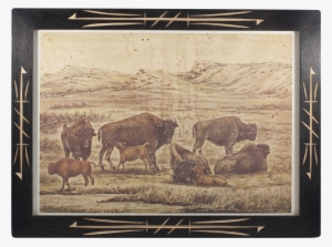 Carved Wood Frame With Vintage Western Print On Chairish - Picture Frame