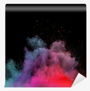 Colored Dust Explosion On Black Background Wall Mural - Humo De Color