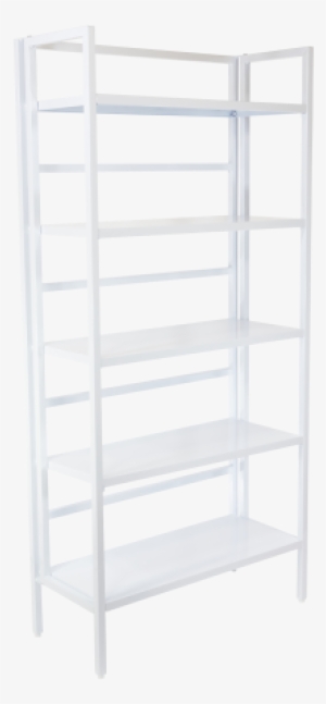 White Steel 5-tier Folding Bookshelf - Shelf