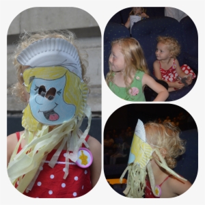 Arriving At The Cinema In Our Home Made Smurfette Mask - Girl
