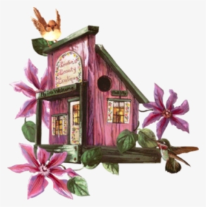 Birdhouse Purp - Pink Birdhouse Keyring Keychain Key Ring Chain