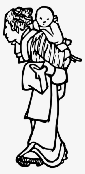 Mother Child Drawing - Japanese Mother Png