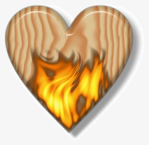Flaming Wooden Heart Image - Wood Heart Art