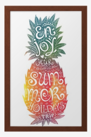 Bright Colors Hand Drawn Watercolor Pineapple Silhouette - Watercolor Painting
