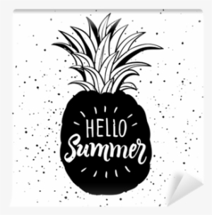 Hand Drawn Illustration Of Isolated Pineapple Silhouette - Poster