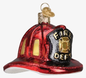Fireman's Hat Glass Christmas Ornament - Fire Helmet Christmas Ornament
