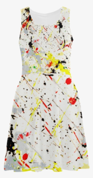 Yellow & Black Paint Splatter Atalanta Sundress - Day Dress