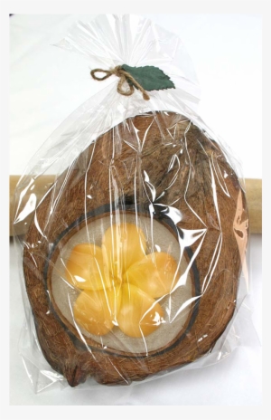 Coconut Candle With Plumeria Flower Large Light Orange - Mishloach Manot