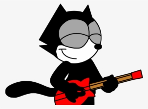Felix Playing A Guitar - Cat Playing Guitar Cartoon