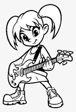 Girl With Electric Guitar Coloring Page - Kids Colouring Pages Guitar Electric