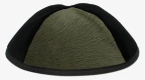 Black Velvet Kippah With Green Vider Triangalur - Beanie