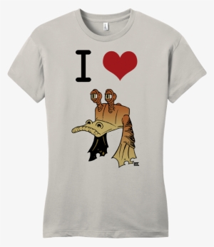 Girly Light Grey Starkid Ani I Heart Jar Jar T-shirt - Starkid Productions