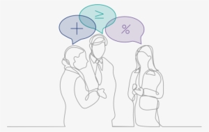 Line Drawing Of Math Teachers With Word Bubbles Above - People Talking Draw