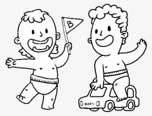 Dibujo De Unos Niños Jugando Para Colorear - Desennho De Criancas Brincando