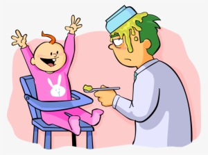 Vector Illustration Of Stay Home Dad Gets No Respect - Feeding A Baby Clipart