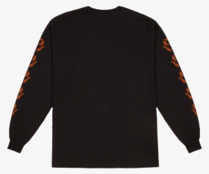 Long Sleeved Black T Shirt Black Orange Printed - Black And Orange T Shirt