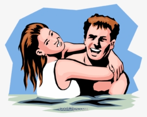 Swimming Couple Royalty Free Vector Clip Art Illustration - Illustration
