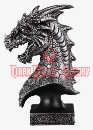 Growling Dragon Head Pedestal Statue - Collectable