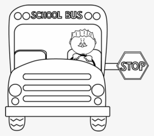 Black And White Stopped School Bus - School Bus Stop Clipart Black And White
