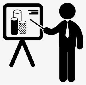 Businessman Presenter Presenting Business Stats Graphic - Presentation Icon Png