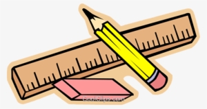 Ruler, Pencil And Eraser Royalty Free Vector Clip Art - 4 3 4 Inches