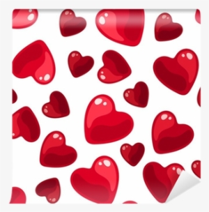 Seamless Background With Red Hearts - Vector Graphics