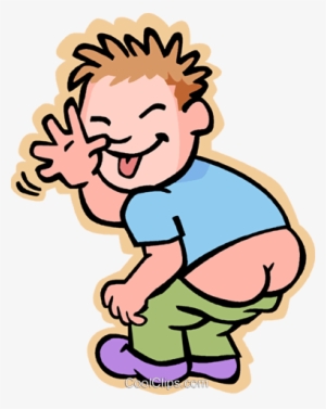 Boy With Pants Down Royalty Free Vector Clip Art Illustration - Cartoon Mooning