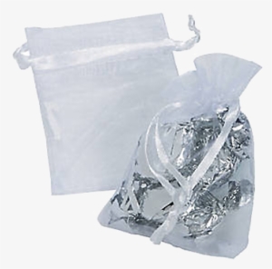 Mini White Organza Drawstring Gift Bags - White Mini Drawstring Bags 2 Units