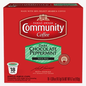 Dark Chocolate Peppermint Coffee Pods 18 Count Compatible - Community Coffee House Blend Coffee Keurig K Cup