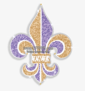 Gold & Purple Iris Fleur De Lis Iron-on Glitter Transfer - Irises