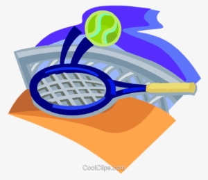Tennis Net With Racquet On Ball Royalty Free Vector - Sports Centre Cartoon