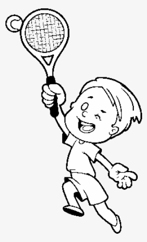 Dibujo De Niño Jugando A Tenis Para Colorear - Jugar Tenis Para Colorear