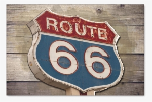 Rustic Vintage Route 66 Sign On Wood Canvas Art Decor - Route 66 Travel Notes: A 5 X 8 Unlined Journal